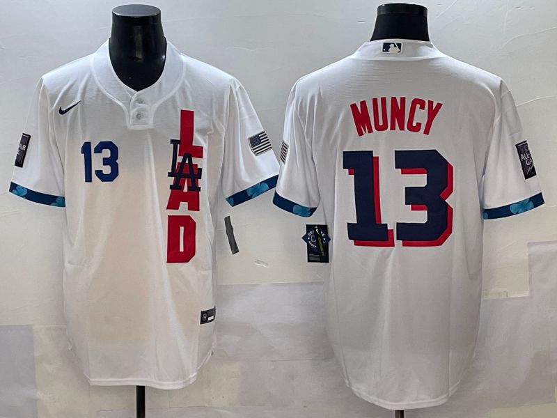 Men 2025 Los Angeles Dodgers 13 Muncy White All star Nike MLB Jersey style 3